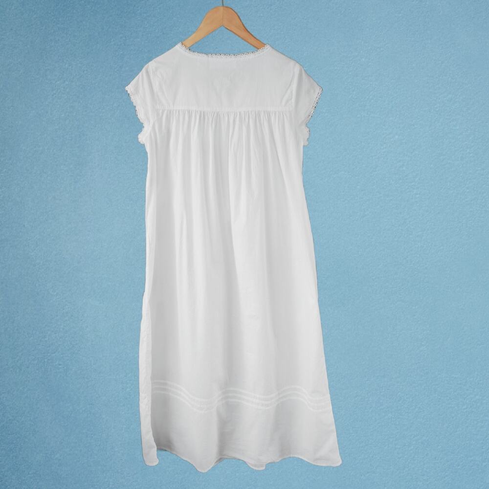 EILEEN WEST White Cotton Lawn Ballet Nightgown Small Cap Sleeve Dainty Cottage - Picture 3 of 8